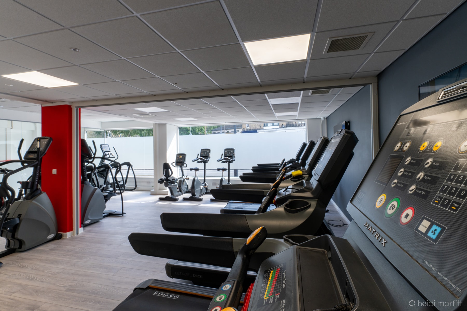 Squats gym — cardio equipment with treadmills